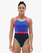 Maillot Durafast Elite pour femme à bretelles larges, dos ouvert et blocs de couleurs